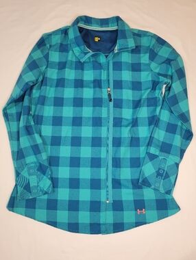 Under Armour Teal and Turquoise Plaid Shirt